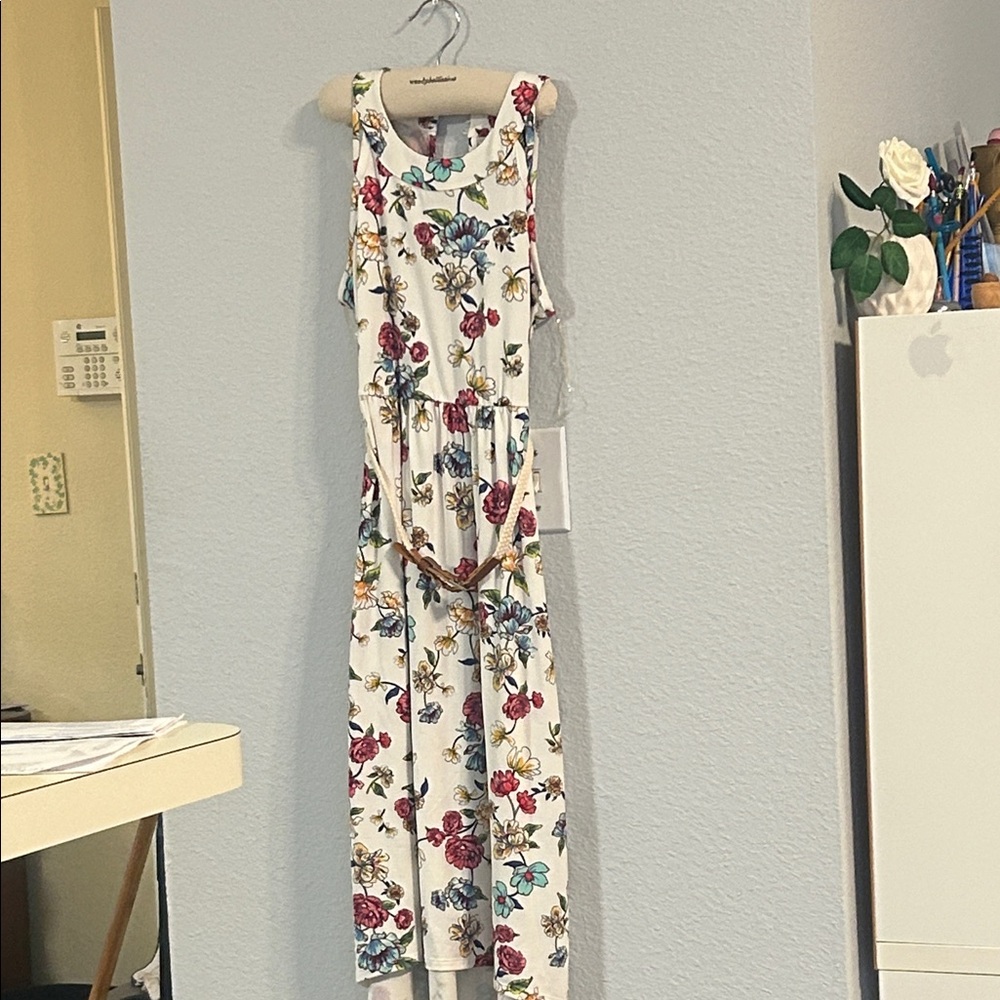 Anthropologie White Floral Jumpsuit